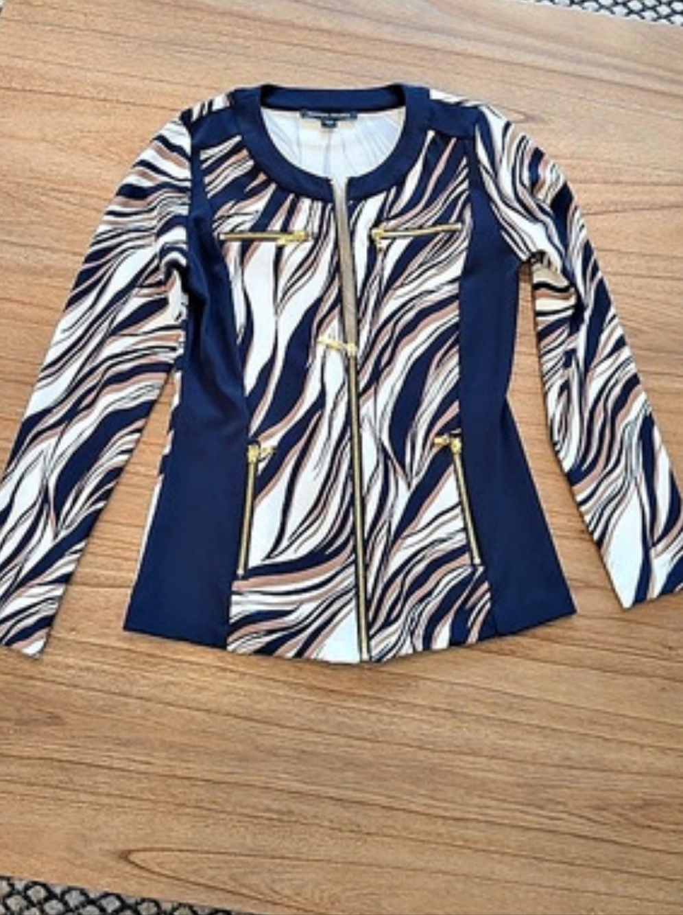 Boston Proper Printed Zip Front Blazer